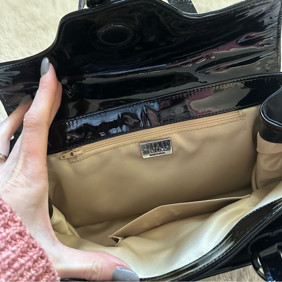 Stuart Weitzman Black Patent And Nylon Bag - Picture 4 of 7